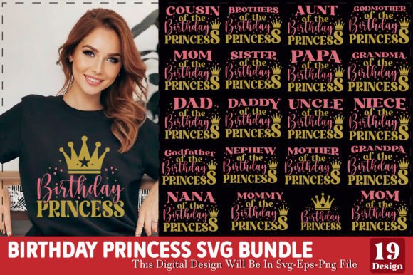 A Birthday Princess SVG Bundle for Brand Graphics
