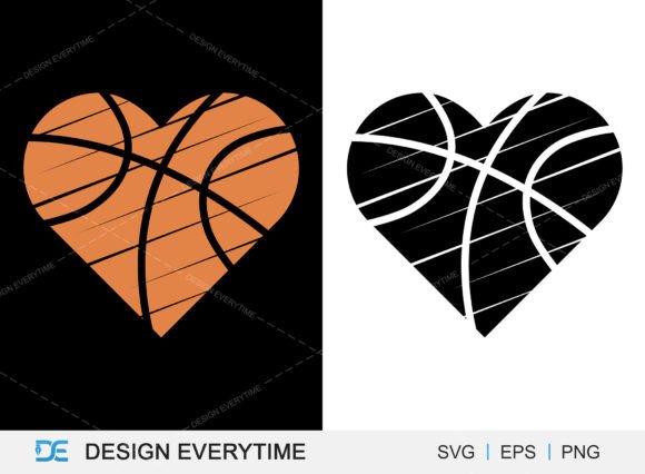 Basketball Heart Vector Graphics for T-Shirt Designs & Merchandise