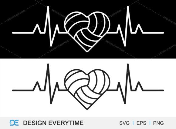 Volleyball with Pulse Graphics for Sporty T-Shirt Designs
